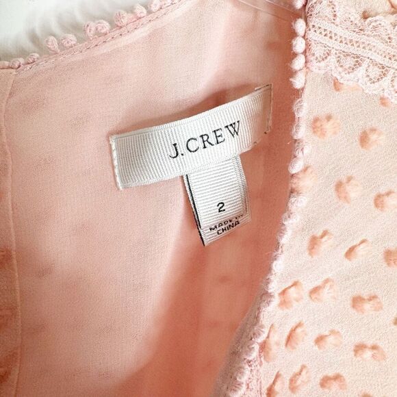 J. Crew Pink Swiss Dot Coquette Blouse Button Back Lined Women’s Top Size 2-FLAW - Picture 4 of 8